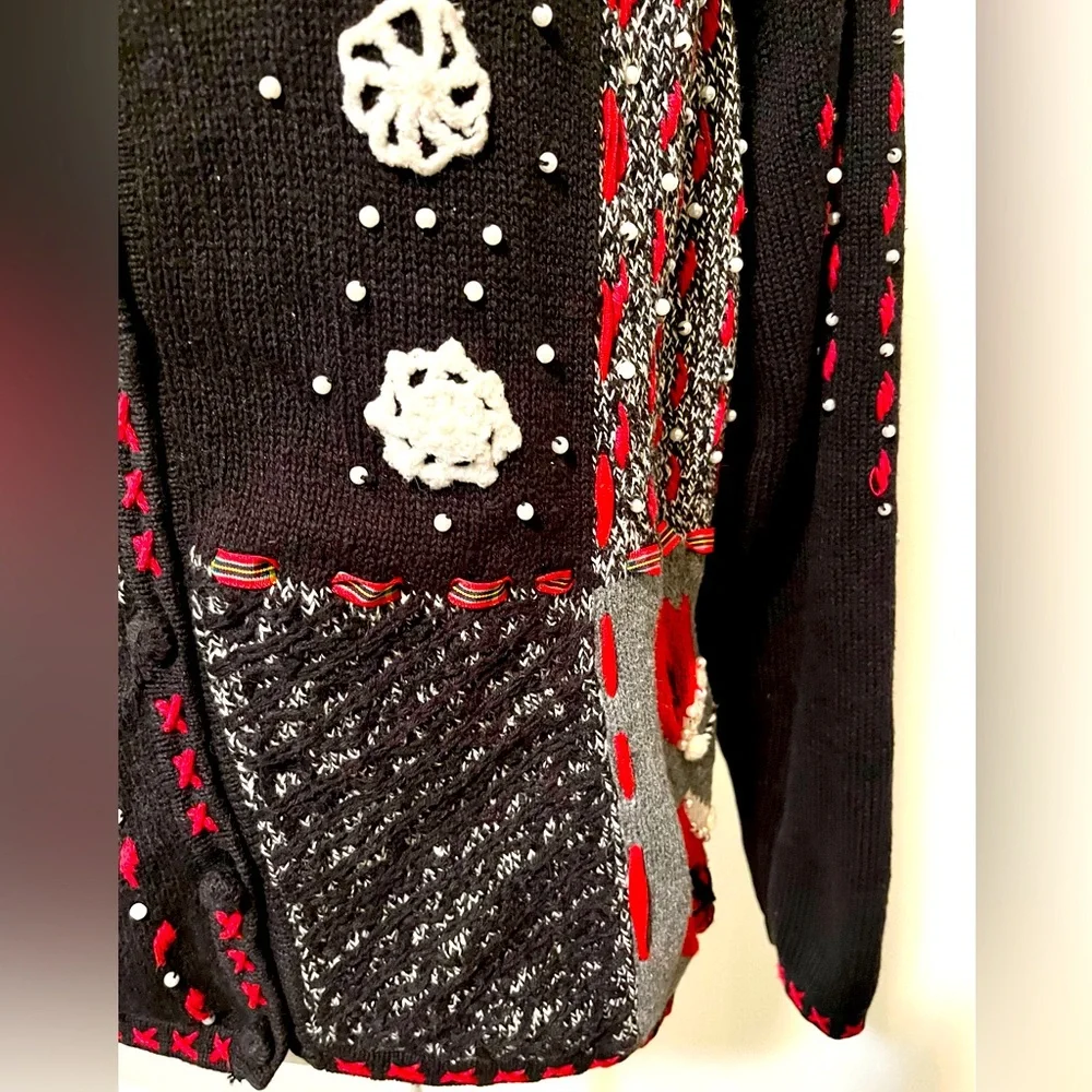 Designers Originals Holiday Christmas Cardigan Sweater with Scottie Dogs Size L